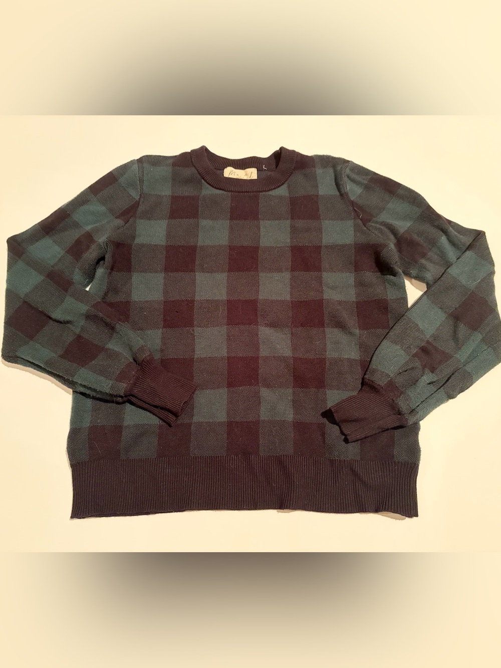 Marled Crop Plaid Sweater